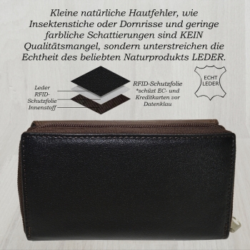 flevado Damen Geldbörse mit RFID Schutz und viel Stauraum schwarz-braun
